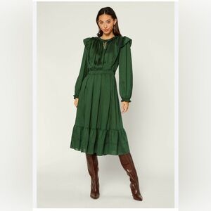 Current Air Forest Green Long Sleeve Dress